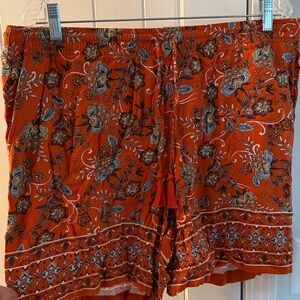 J. Jill Orange Floral High Waist Shorts